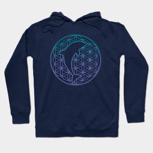 Dolphin and Flower of Life Sacred Geometry Hoodie